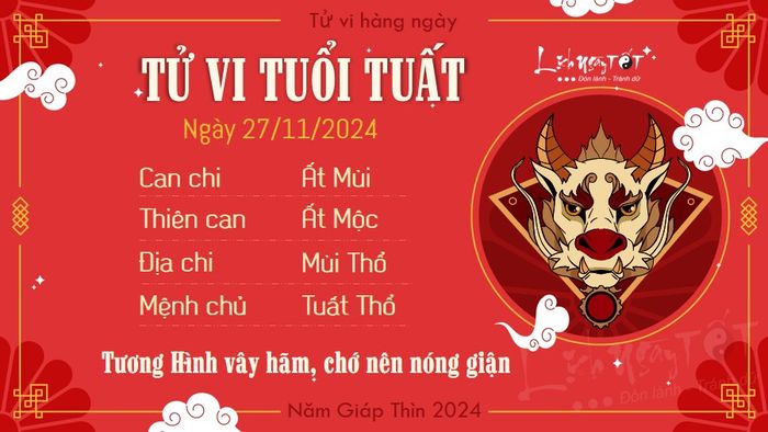 Tử vi hàng ngày 27/11/2024 - Tuất