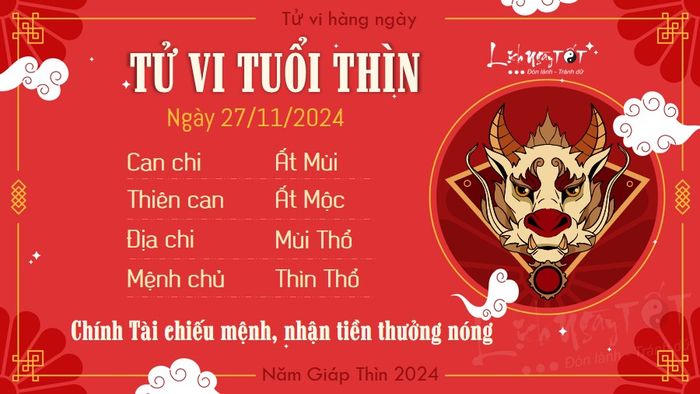 Tử vi hàng ngày 27/11/2024 - Thìn