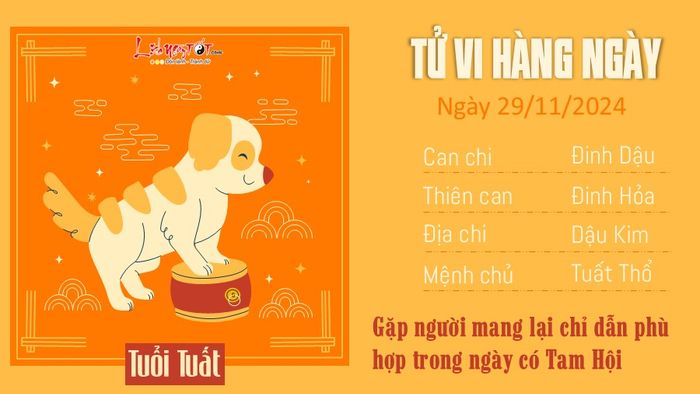 Tử vi hàng ngày 29/11/2024 của 12 con giáp - tuổi Tuất
