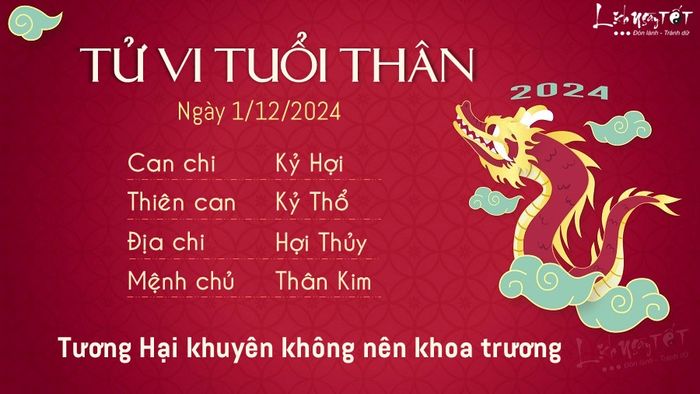 Tử vi hàng ngày 1/12/2024 của 12 con giáp - Thân