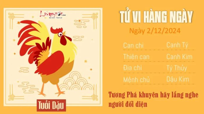 Tử vi ngày 2 tháng 12 năm 2024 của 12 con giáp - Tuổi Dậu