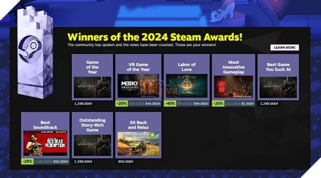 Giải thưởng Steam 2024: Black Myth Wukong Thống Lĩnh Với Ba Giải Thưởng Đặc Biệt