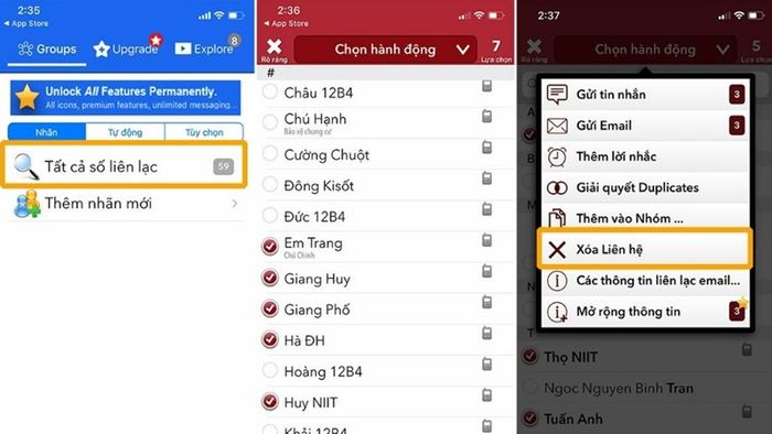Hướng dẫn xóa danh bạ với ứng dụng Groups