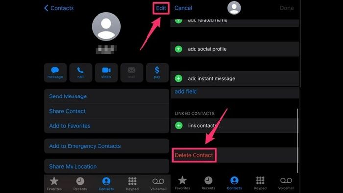 Cách xóa một liên hệ trong danh bạ của iPhone