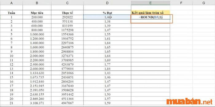 Hướng dẫn làm tròn số trong Excel bằng hàm ROUNDOWN