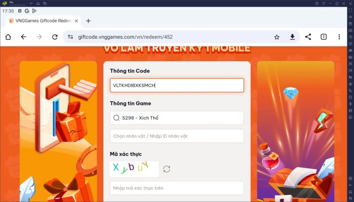 Nhập mã giftcode để nhận quà khi chơi Võ Lâm Truyền Kỳ 1 Mobile trên PC cùng BlueStacks