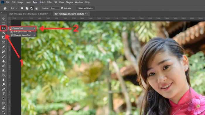 Hướng dẫn cắt ảnh trong Photoshop bằng công cụ Lasso - Bước 2