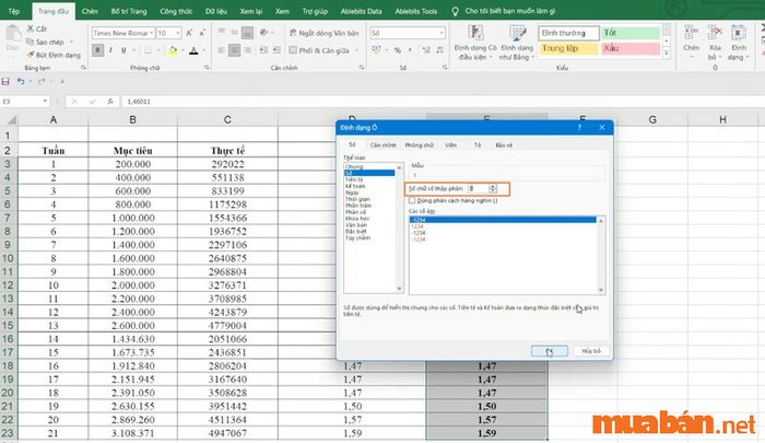 Phương pháp làm tròn số trong Excel qua việc thay đổi định dạng số