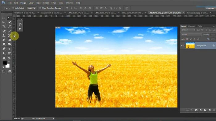 Hướng dẫn cắt ảnh trong Photoshop bằng công cụ Crop - Bước 1