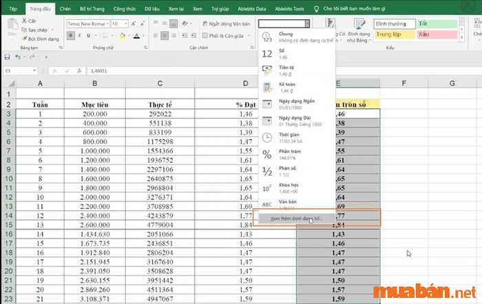 Hướng dẫn làm tròn số trong Excel