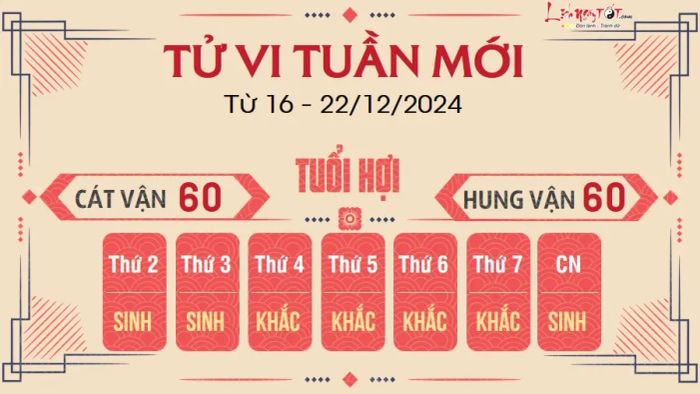 Tử vi tuần mới của 12 con giáp, từ ngày 16 đến 22 tháng 12, 2024, dành cho người tuổi Hợi.
