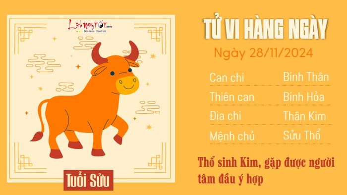 Tử vi ngày 28/11/2024 của tuổi Sửu