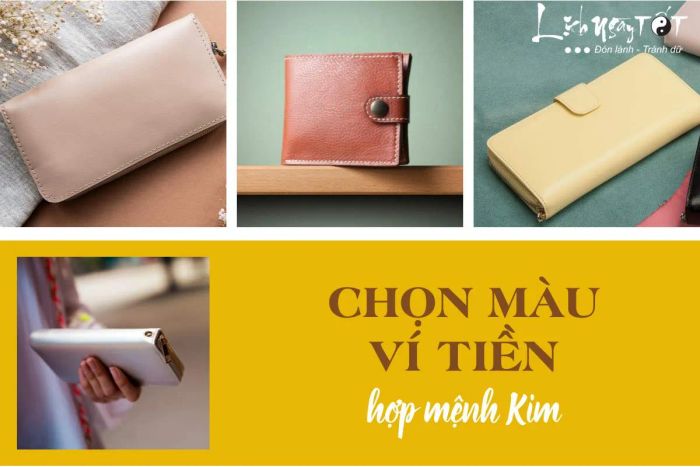 Lựa chọn màu ví tiền hợp với mệnh Kim là rất quan trọng. Dù là nam hay nữ, những người mệnh Kim đều hợp với ví màu vàng, nâu, trắng, ghi hoặc xám (bạc). Những màu sắc này sẽ giúp gia chủ thu hút tài lộc, làm ăn phát đạt, tiền bạc ngày càng sinh sôi nảy nở.