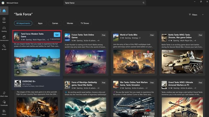 Hướng dẫn tải game xe tăng - Tank Force từ Microsoft Store trên PC