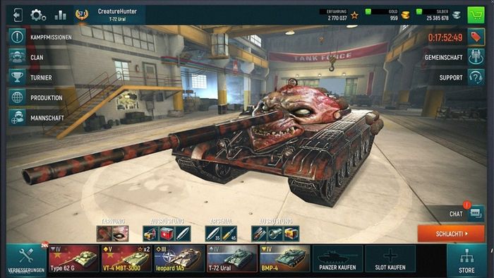 Nhân vật và các lựa chọn xe tăng trong Tank Force