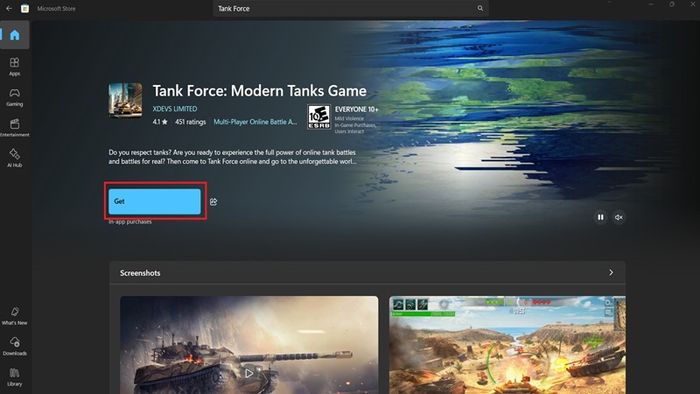 Hướng dẫn tải game xe tăng - Tank Force từ Microsoft Store trên PC