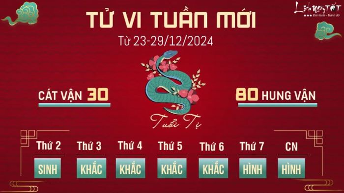 Tử vi tuần mới của 12 con giáp từ ngày 23 đến 29/12, đặc biệt dành cho tuổi Tị.