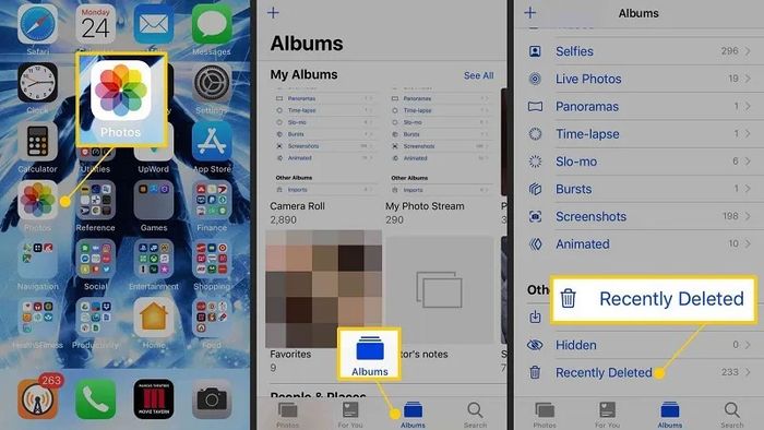 Hướng dẫn khôi phục ảnh đã xóa vĩnh viễn trên iPhone.