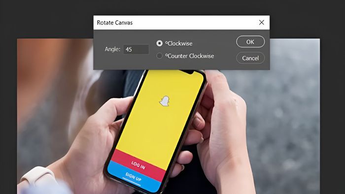 Cách 1: Tiến hành bước  để nhập góc xoay tự do.