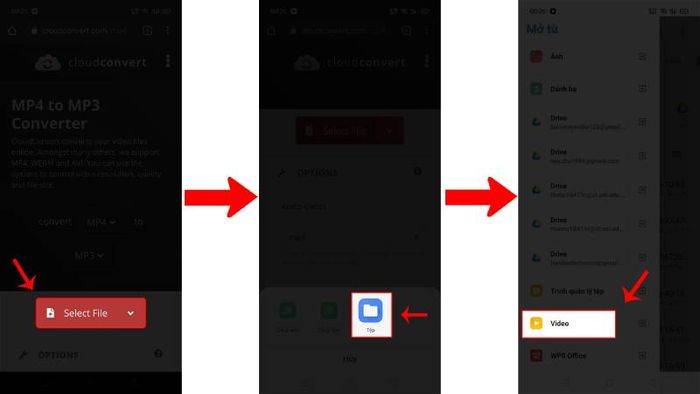 Truy cập vào trang web CloudConvert và tải lên video TikTok cần chuyển đổi