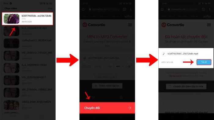 Chuyển đổi tệp sang MP3 và tải về thiết bị của bạn.