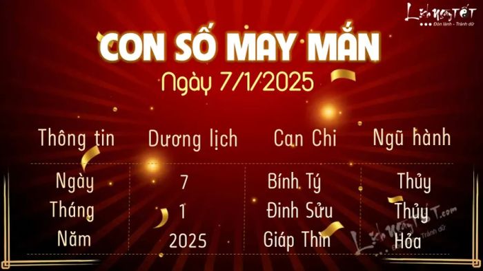 Dự đoán con số may mắn hôm nay 7/1/2025 cho bạn.