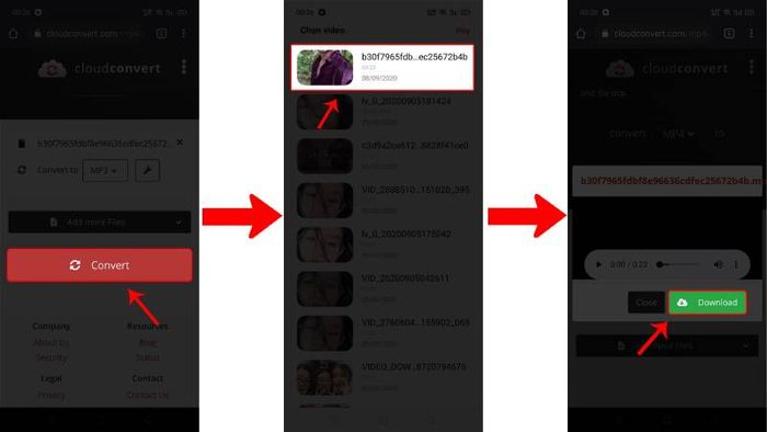 Chọn video TikTok từ thiết bị và tải xuống file MP3