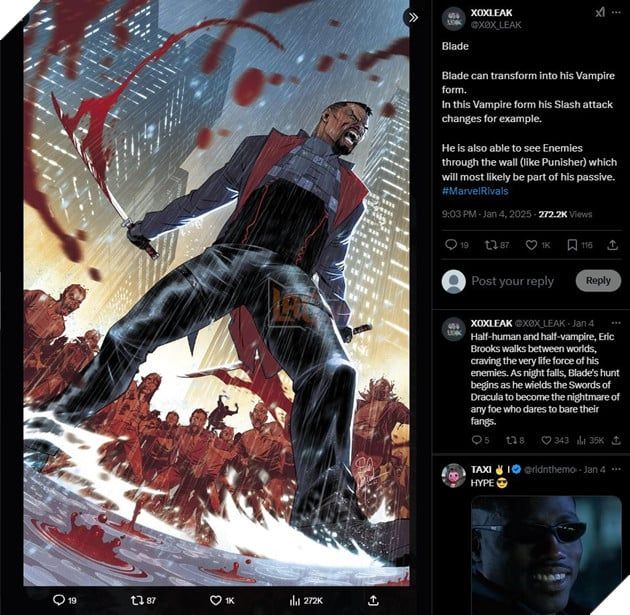 Thông tin rò rỉ từ Marvel Rivals về khả năng biến hình thành Ma Cà Rồng của Blade 3