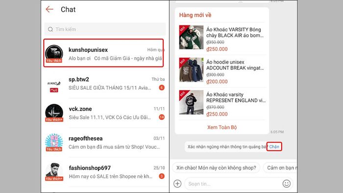 Hướng dẫn xóa tin nhắn trên Shopee - Bước 11
