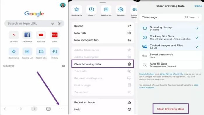 Cách xóa bộ nhớ đệm, lịch sử và cookie trong Google Chrome trên iPhone