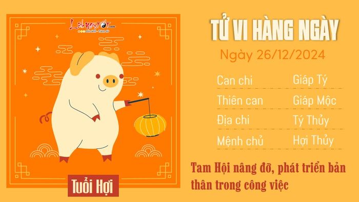 12. Tử vi ngày 26 tháng 12 năm 2024, người tuổi Hợi cần chú ý đến sự phát triển cá nhân và công việc, đồng thời dành nhiều thời gian hơn cho những mối quan hệ tình cảm trong gia đình.