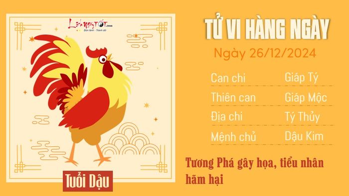Tử vi ngày 26/12/2024 - Dậu