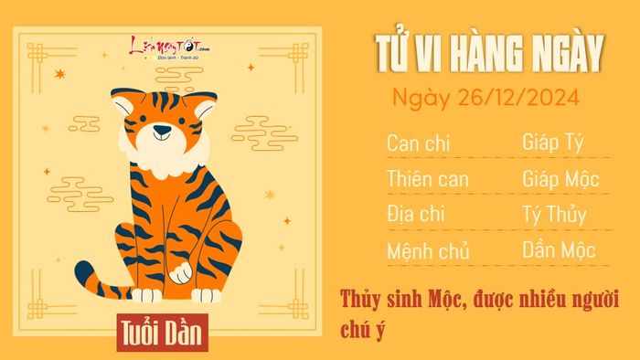 Tử vi ngày 26/12/2024 - Dần
