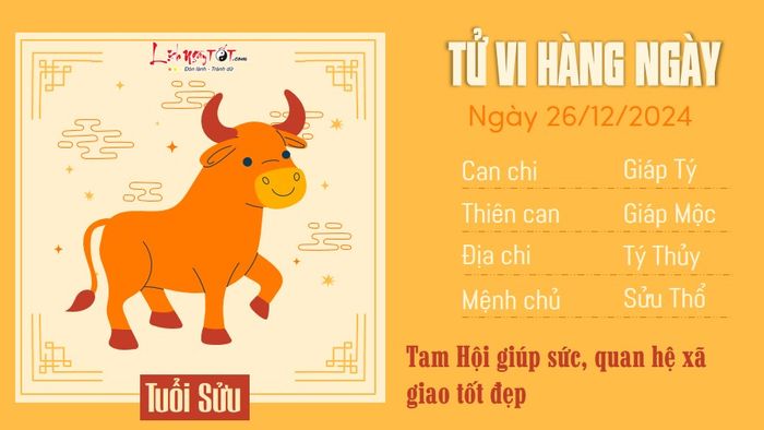 Tử vi ngày 26/12/2024 - Sửu