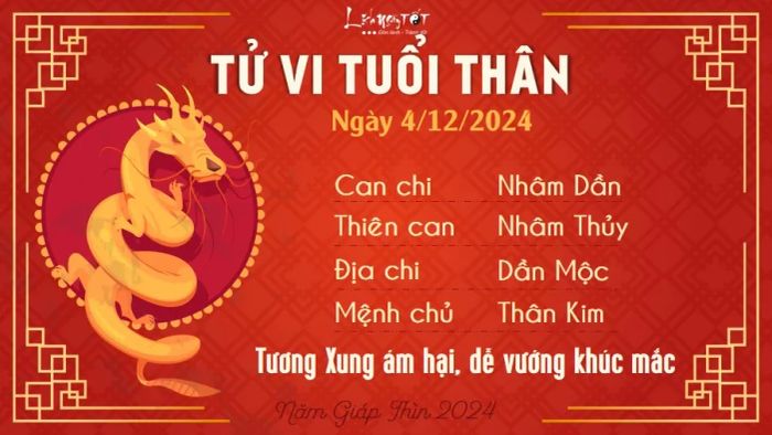 Tử vi hàng ngày 4/12/2024 - Tuổi Thân