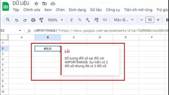 Các lỗi phổ biến khi sử dụng hàm IMPORTRANGE trong Google Sheet