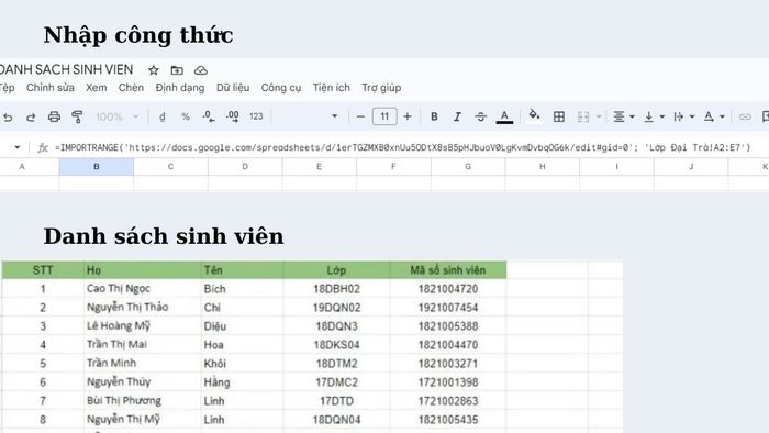 Hướng dẫn sử dụng hàm IMPORTRANGE trong Google Sheet - Cách 1, Bước 2