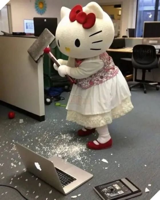 Meme Hello Kitty Nổi Loạn Gây Sóng Gió: Dân Văn Phòng Cười Không Ngừng Cuối Năm