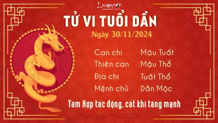 Tử vi ngày 30/11/2024 - Tuổi Dần