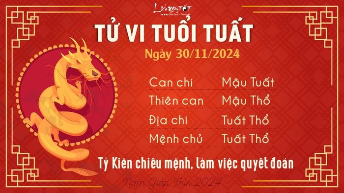 Tử vi hàng ngày 30/11/2024 - Tuất