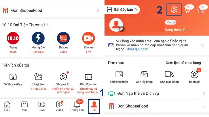 Hướng dẫn xóa tài khoản Shopee để xóa toàn bộ lịch sử mua hàng - Bước 1