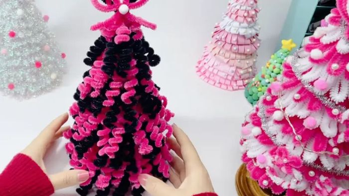 Cách làm cây thông Noel với kẽm nhung tinh tế và sang trọng