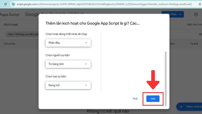 Hướng dẫn thao tác với Google Apps Script - Bước 3