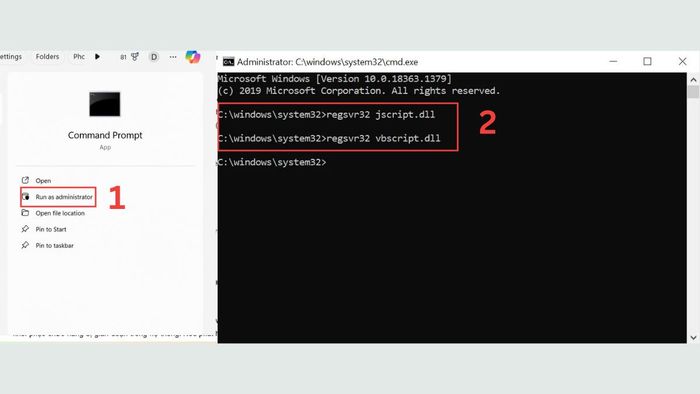 Cách khắc phục lỗi 0x80004005 - Đăng ký lại jscript.dll và vbscript.dll