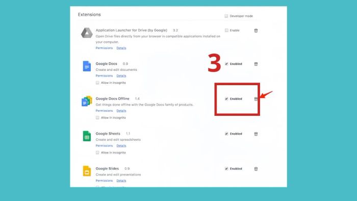 Cách khắc phục lỗi ERR_CONNECTION_REFUSED - Tắt hoặc gỡ bỏ các tiện ích mở rộng Chrome lỗi thời bước 3