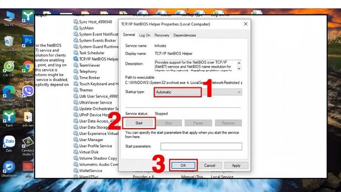 Khắc phục lỗi 0x80070035 - Kiểm tra dịch vụ TCP/IP NetBIOS Helper, bước 3