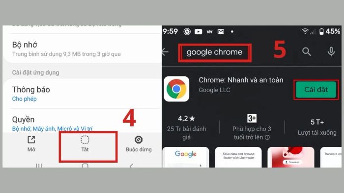 Hướng dẫn sửa lỗi ERR_CONNECTION_REFUSED - Cài đặt lại trình duyệt Chrome, bước 4 và 5