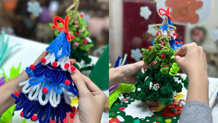 hướng dẫn làm cây thông Noel từ kẽm nhung