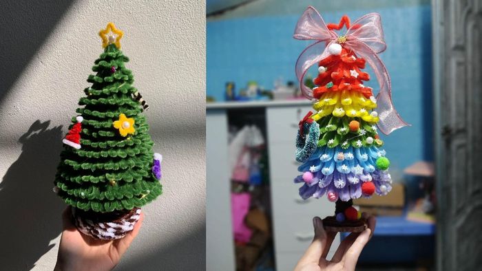 Tạo cây thông Noel từ kẽm nhung đẹp mắt và sáng tạo
