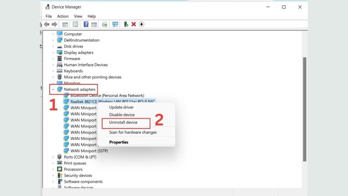 Cách khắc phục lỗi 0x80004005 - Gỡ cài đặt thiết bị Microsoft 6to4